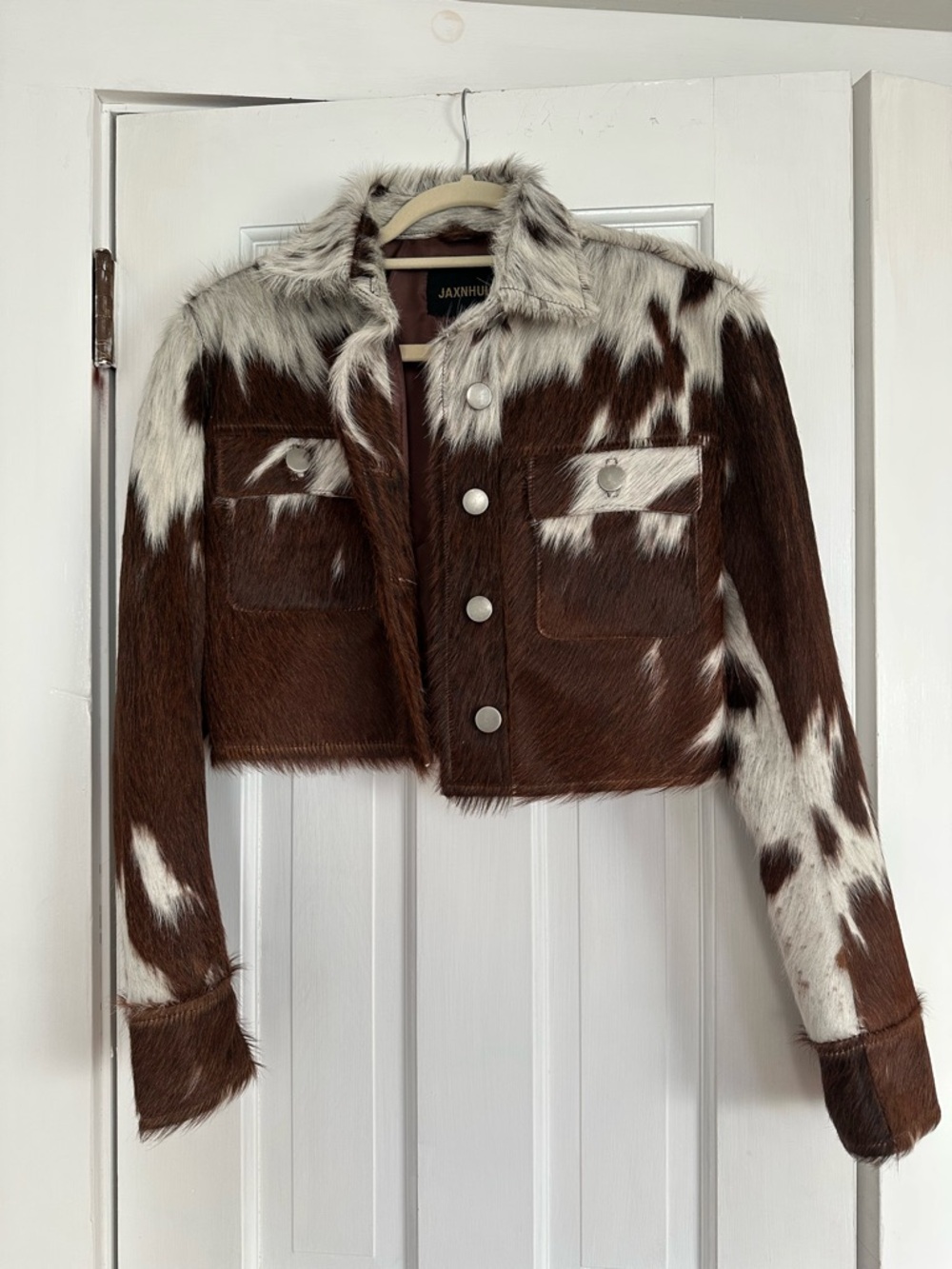 Western Cowhide Jacket with Real Hair-on Pony Skin And Cow Print